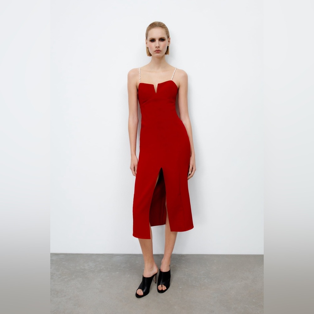 Slip Dress with Pearl Straps